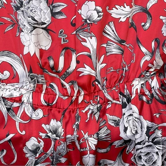 Victoria’s Secret Satin One Piece Romper Pajama Set Red Black White Size XS - Picture 10 of 16